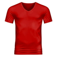 Мъжки тениски Мъжки В деколте тениска мода ежедневни бързо сухи дишащи пот мокрене с къс ръкав Топ Тениски За Мъже червени
