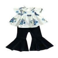 MA & Baby Toddler Baby Girls Floral Thryse Thriss Velvet Flare Pants Комплект тоалет